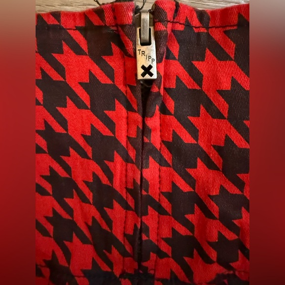 Tripp NYC by Daang Goodman Houndstooth Pleated Skater Skirt Belt Detail Size 14 - Picture 10 of 13